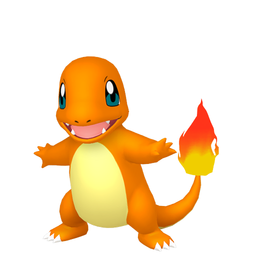 Authentic three-dimensional Charmander model in the fire arena