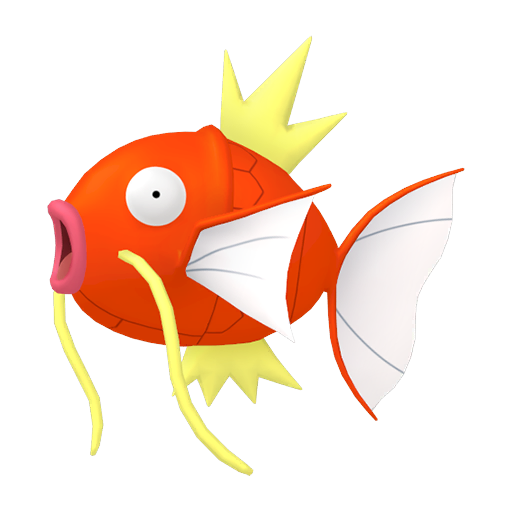 Animated Magikarp game sprite splashing in a water arena