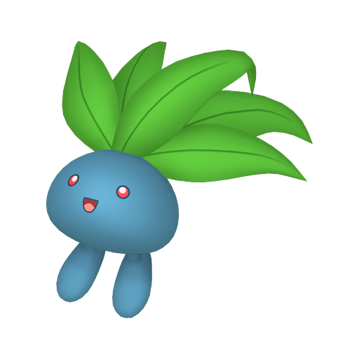 Animated Oddish in a moonlit garden battle arena
