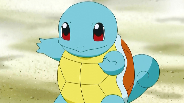 Squirtle using Water Gun in a training arena