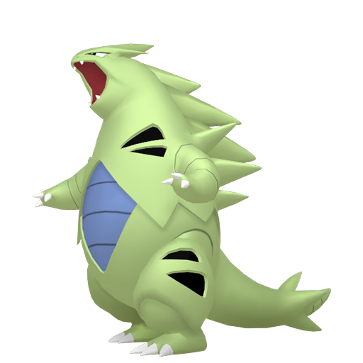 Authentic Tyranitar game render in the seismic core arena